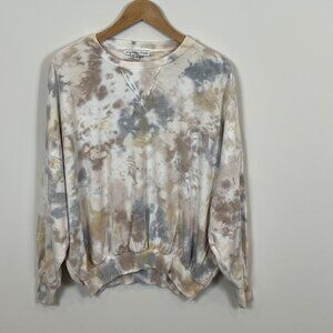 Young Fabulous & Broke Juliette Tie Dye Sweatshirt Cream Tan Blue Women's Small